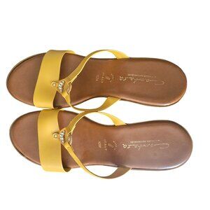 Countessa Italian Leather Wedge Sandals Size 10M With Rhinestone Embellis